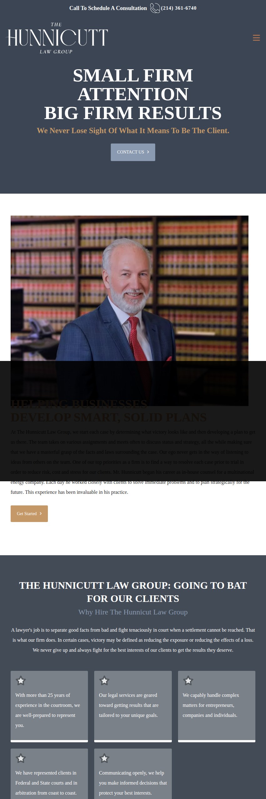 Screenshot of the The Hunnicutt Law Group website
