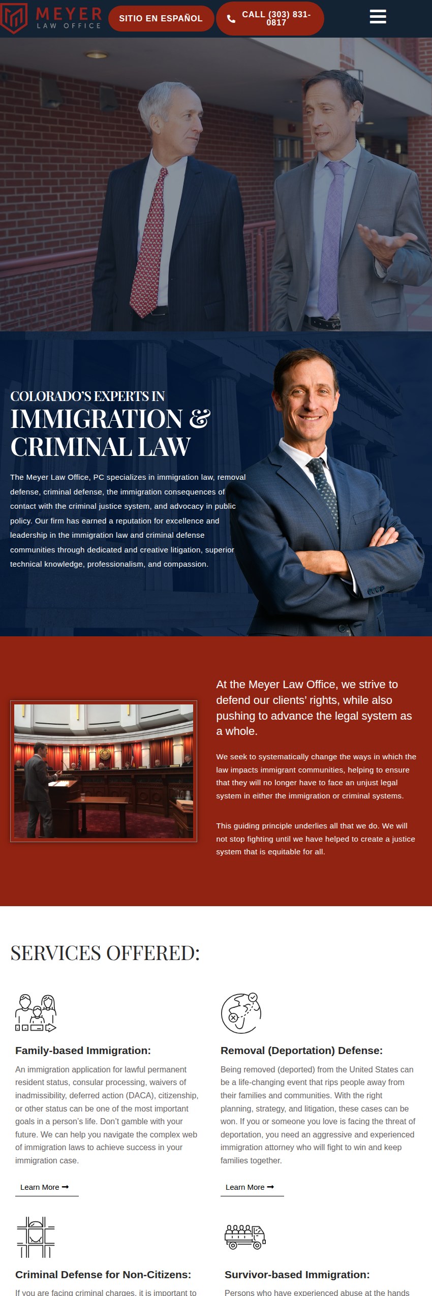 Screenshot of the The Meyer Law Office, P.C. website
