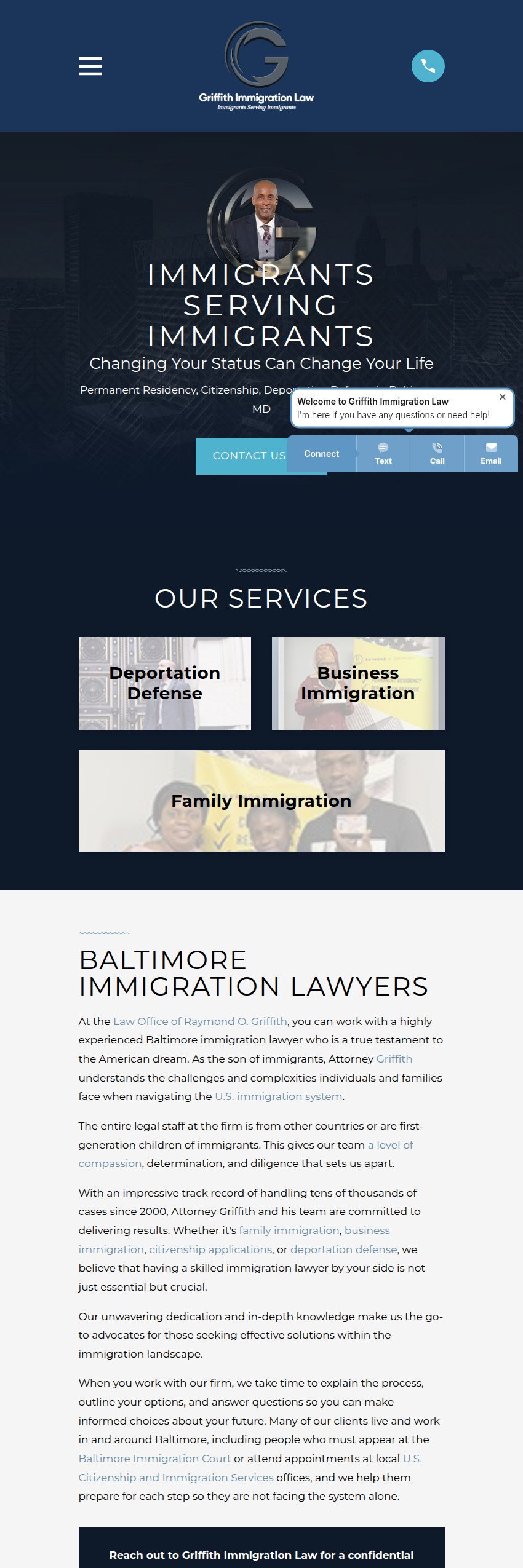 Screenshot of the Law Office of Raymond O. Griffith website