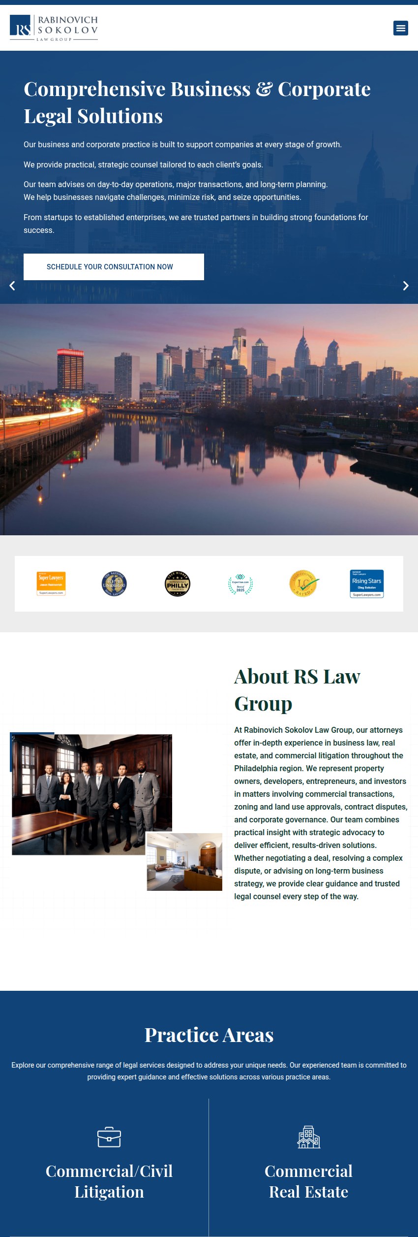 Screenshot of the Rabinovich Sokolov Law Group website