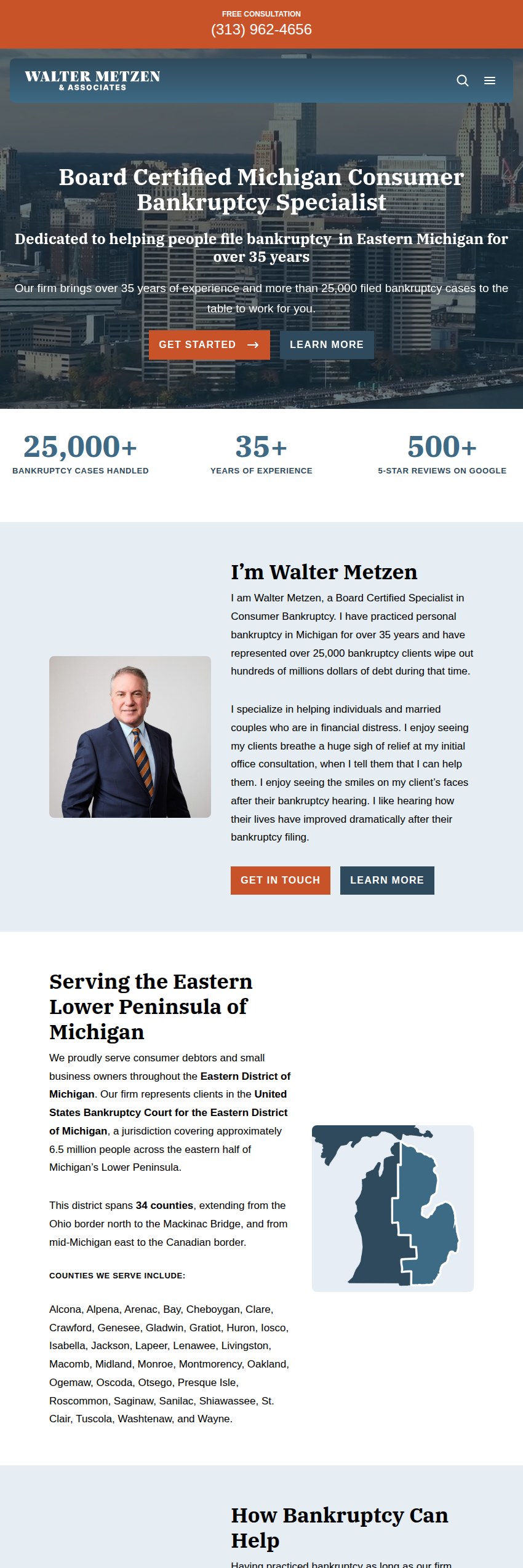 Screenshot of the Law Offices of Walter Metzen & Associates website