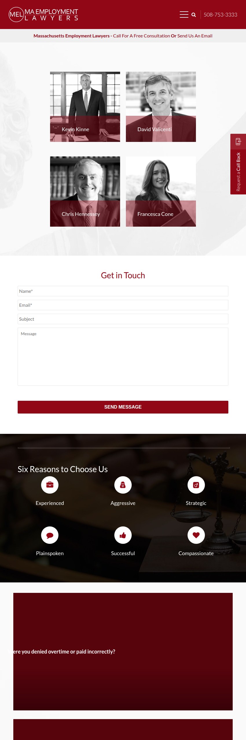 Screenshot of the MA Employment Lawyers website