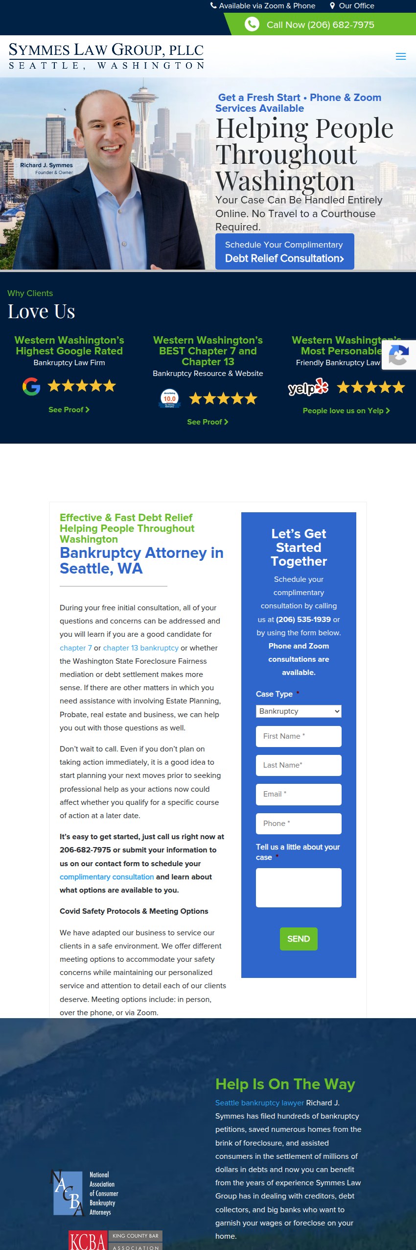 Screenshot of the Symmes Law Group, PLLC website