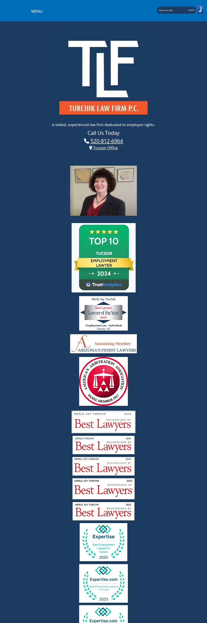 Screenshot of the Turchik Law Firm, P.C. website