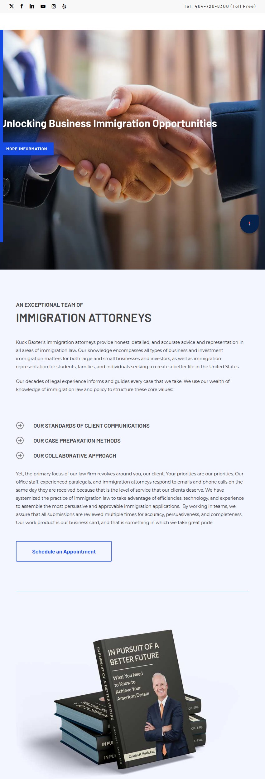 Screenshot of the Kuck Baxter LLC website