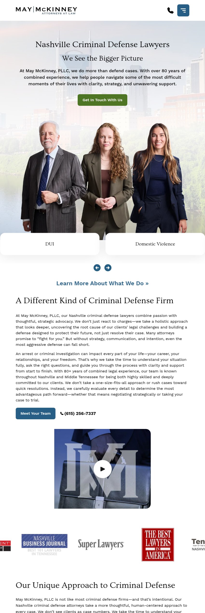 Screenshot of the May & McKinney, PLLC website