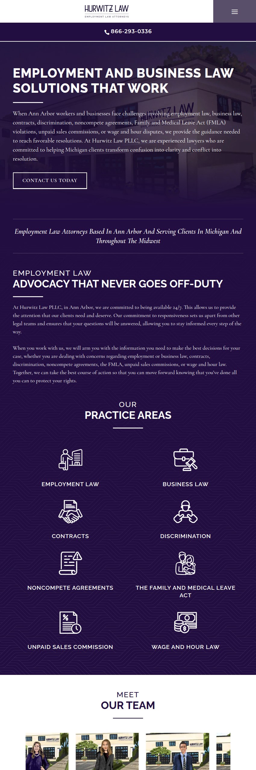 Screenshot of the Hurwitz Law PLLC website