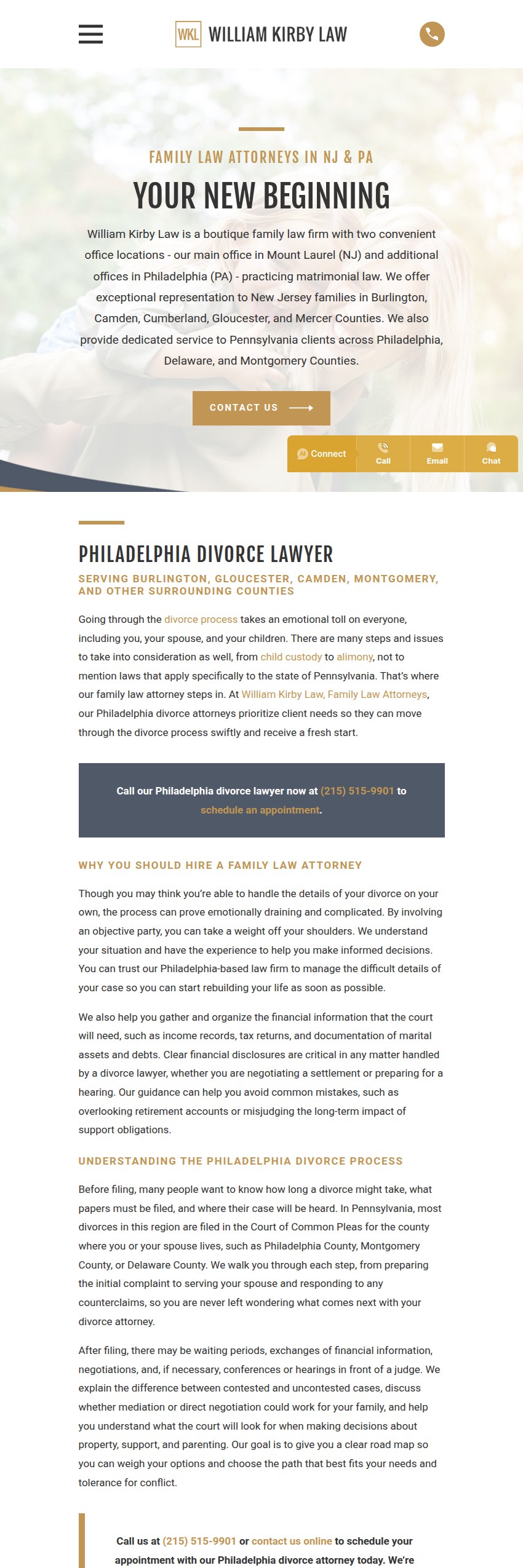 Screenshot of the William Kirby Law website