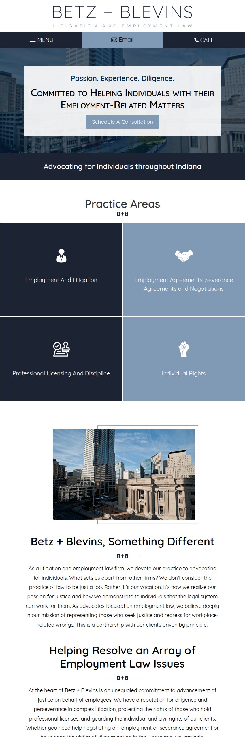 Screenshot of the Betz + Blevins website