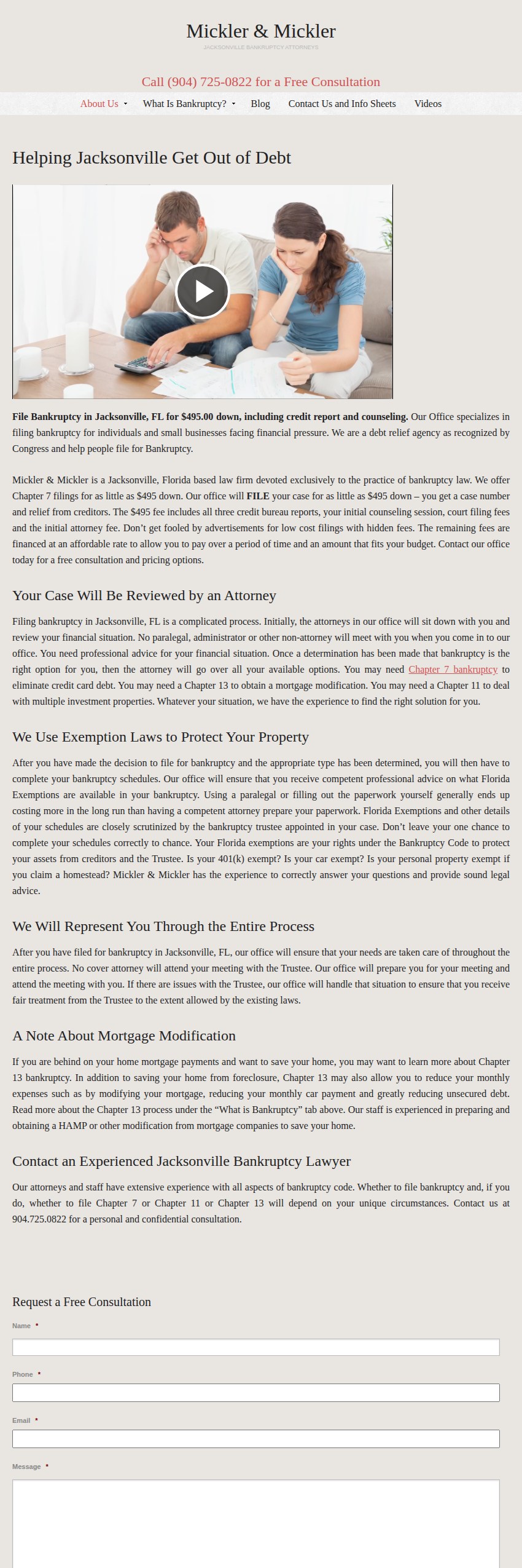 Screenshot of the Mickler & Mickler website