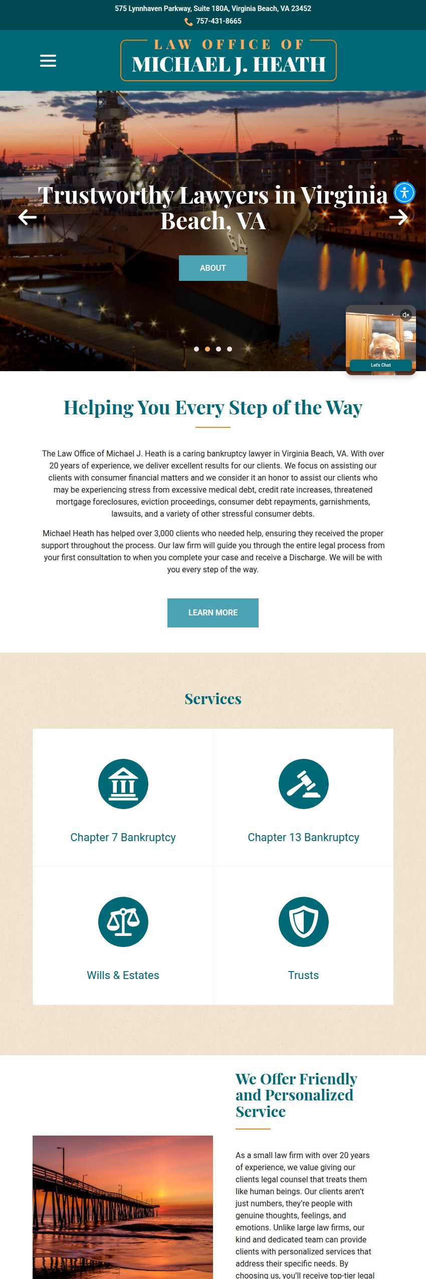 Screenshot of the Law Office of Michael J. Heath website