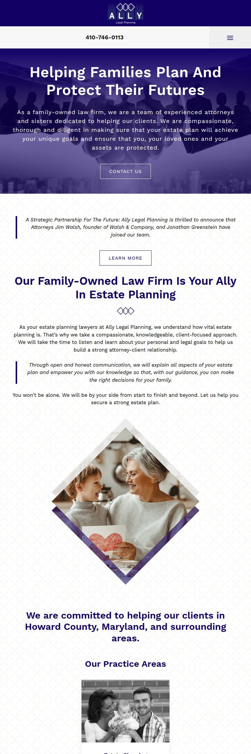 Screenshot of the Ally Legal Planning website