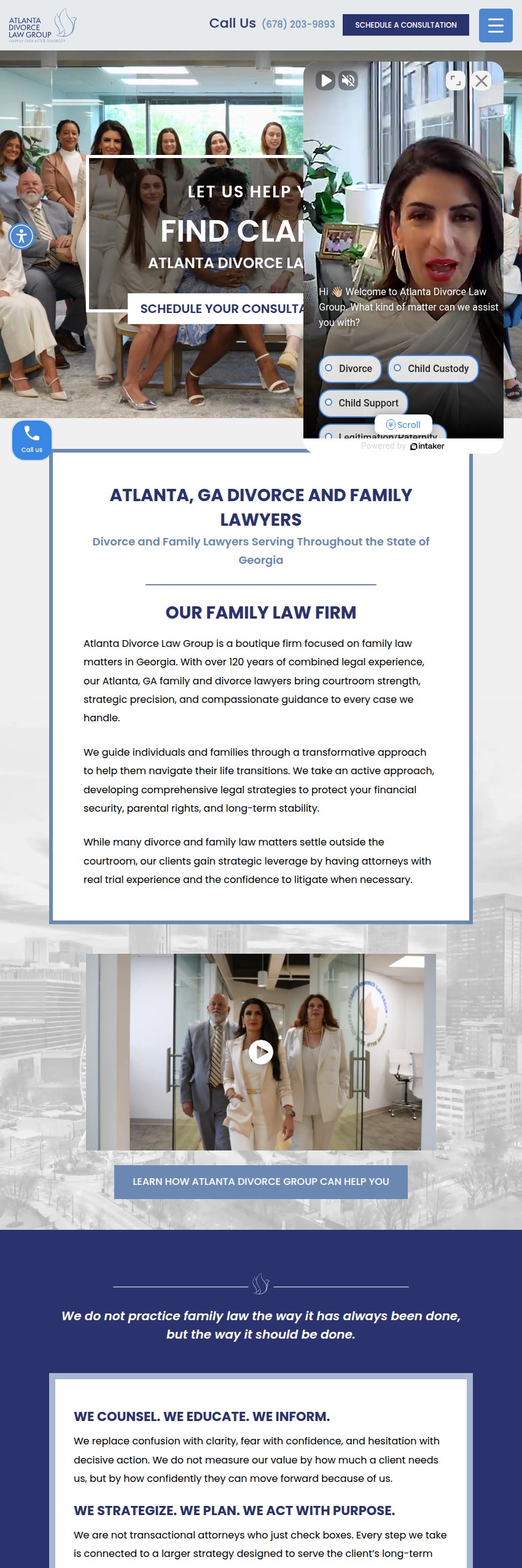 Screenshot of the Atlanta Divorce Law Group website