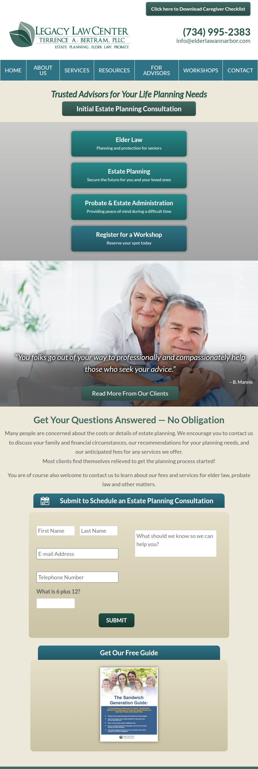 Screenshot of the Legacy Law Center website