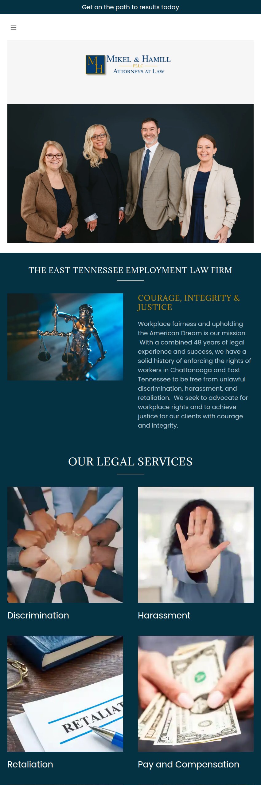 Screenshot of the Mikel & Hamill PLLC website