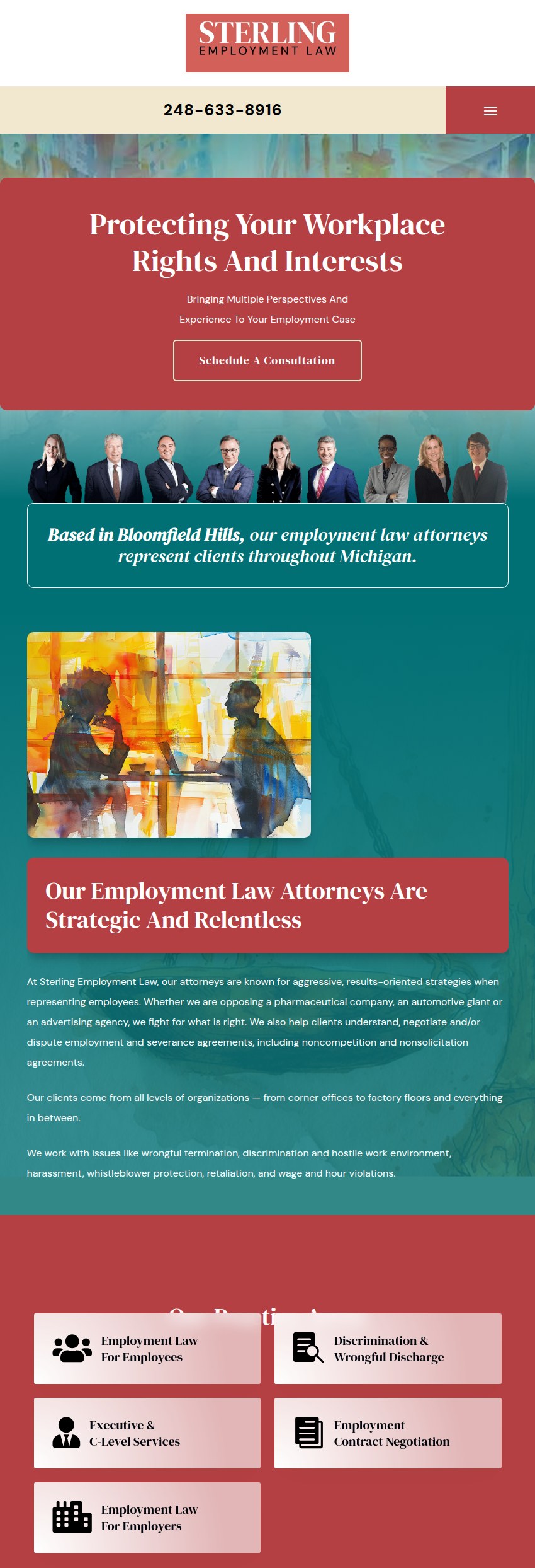 Screenshot of the Sterling Employment Law website