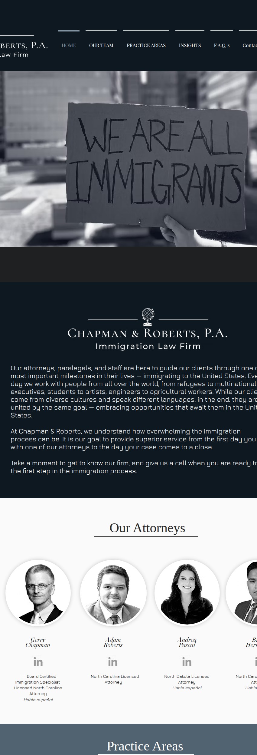 Screenshot of the Chapman & Roberts, P.A. website