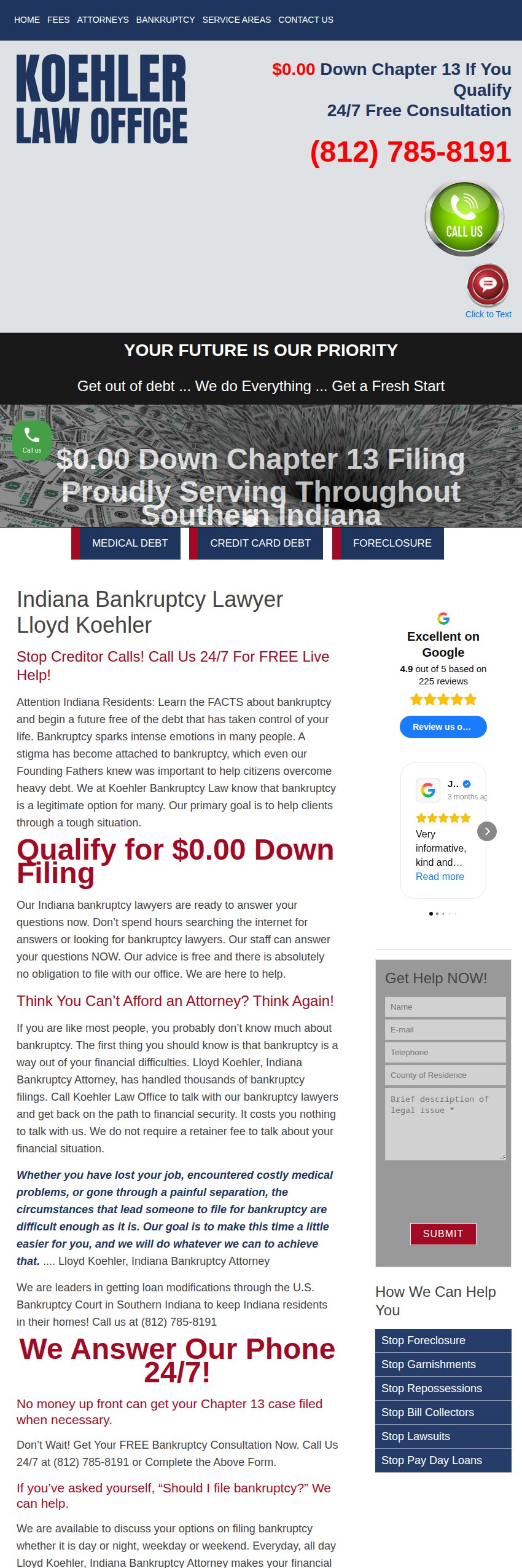 Screenshot of the Koehler Law Office website