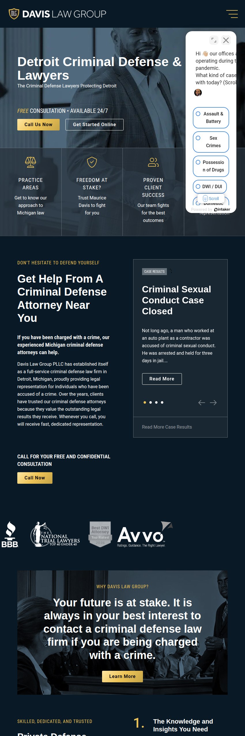 Screenshot of the Davis Law Group PLLC website