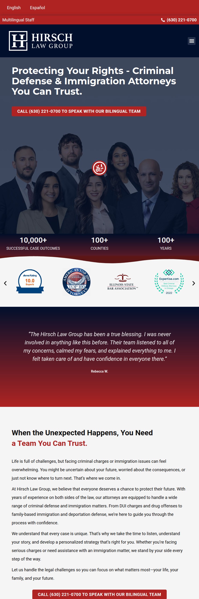 Screenshot of the Hirsch Law Group website