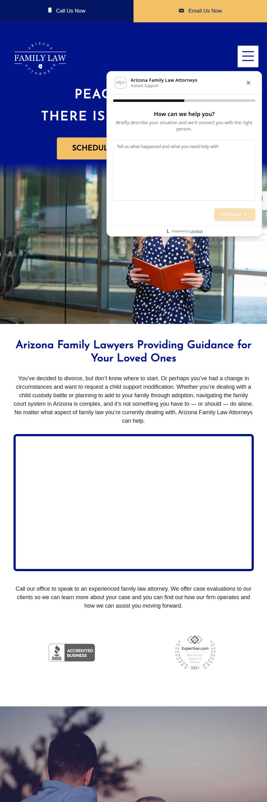 Screenshot of the Arizona Family Law Attorneys website