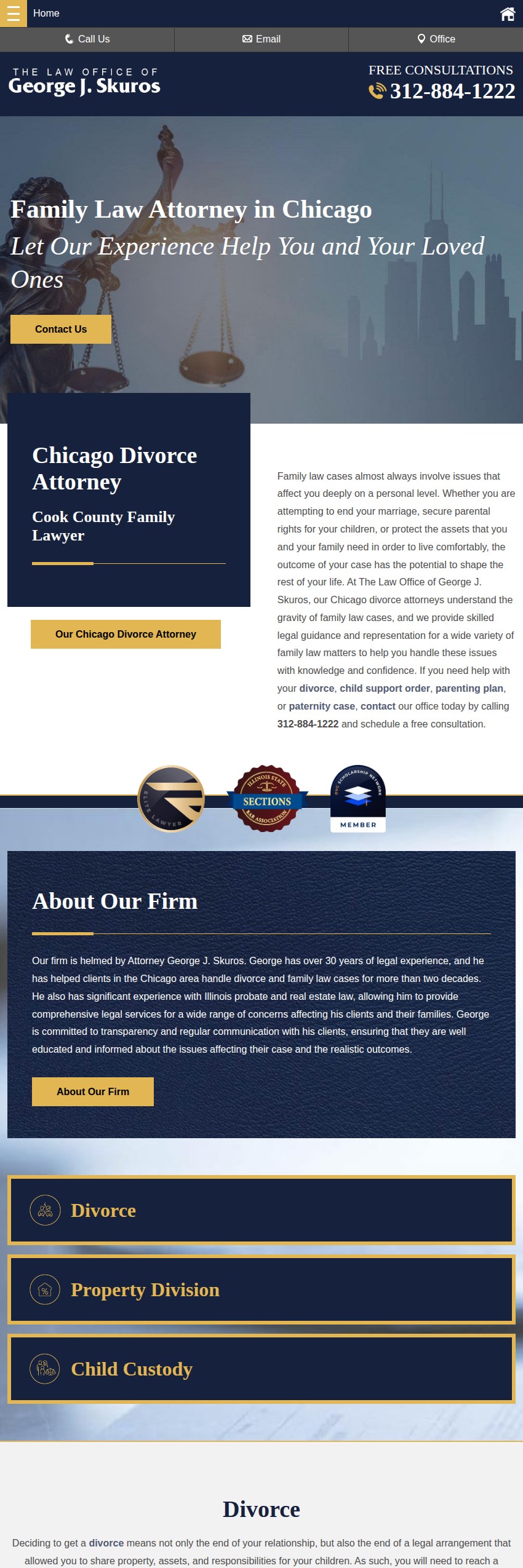 Screenshot of the The Law Office of George J. Skuros website