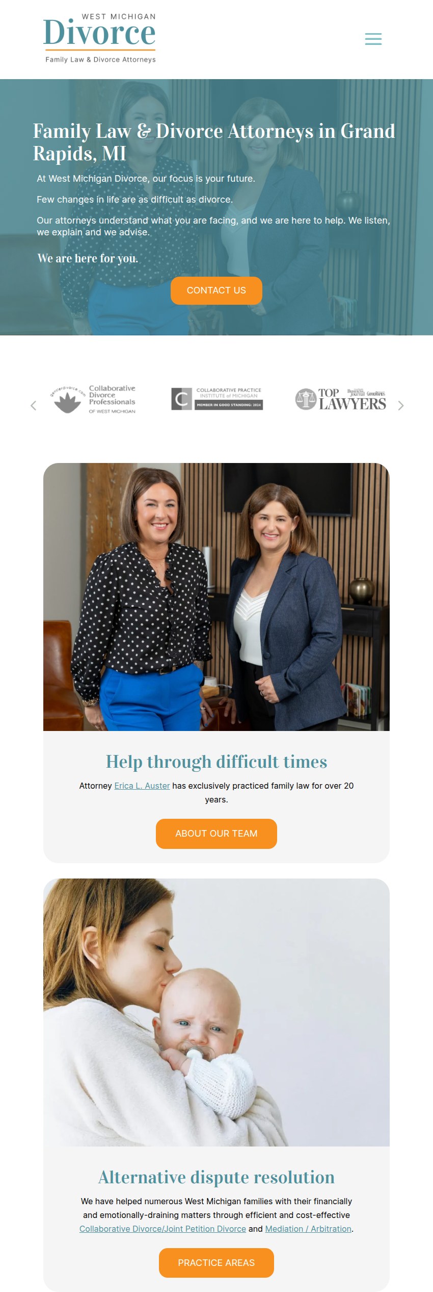 Screenshot of the West Michigan Divorce website