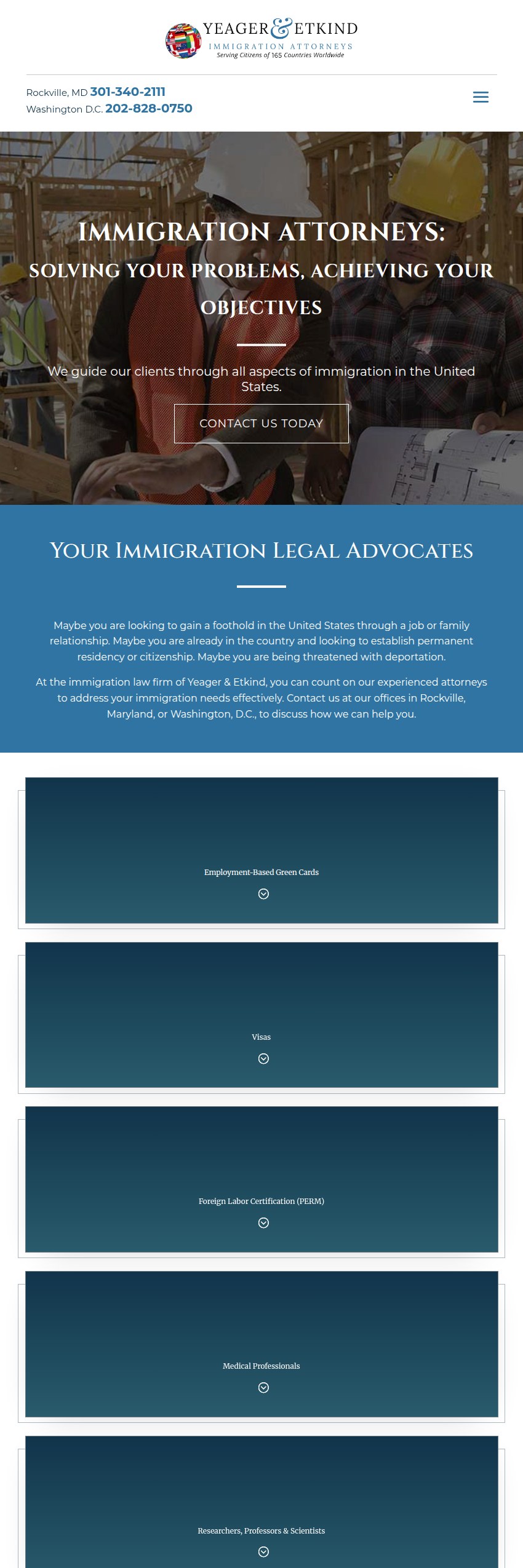 Screenshot of the Yeager & Etkind website