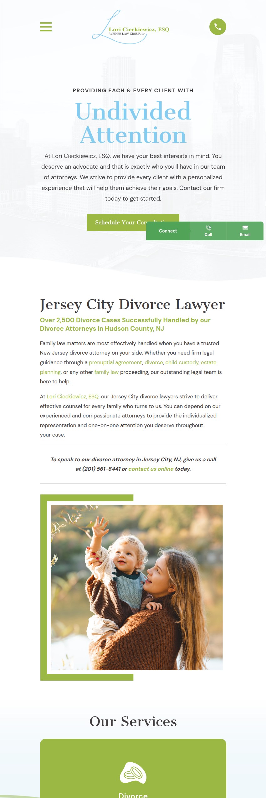 Screenshot of the Lori Cieckiewicz, P.C. website