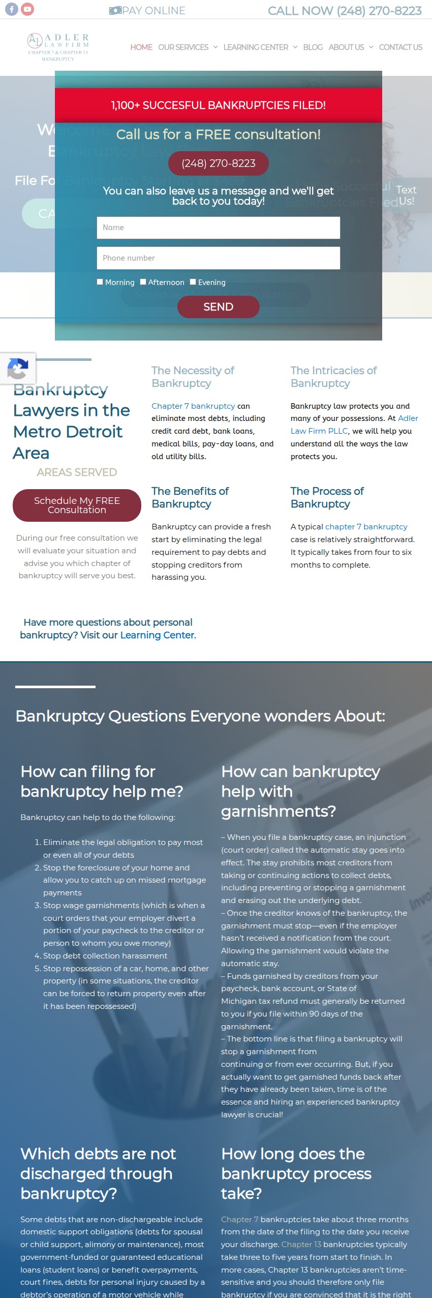 Screenshot of the Adler Law Firm PLLC website