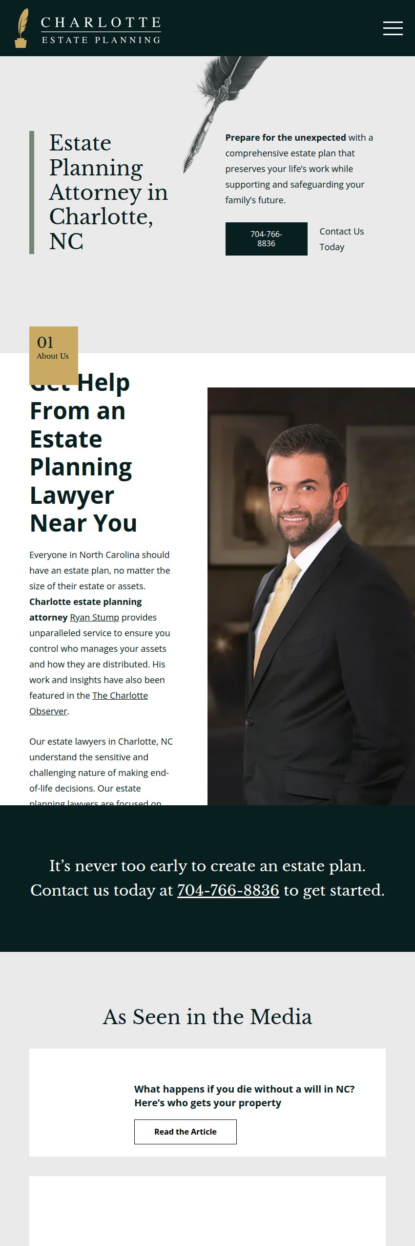 Screenshot of the Charlotte Estate Planning website