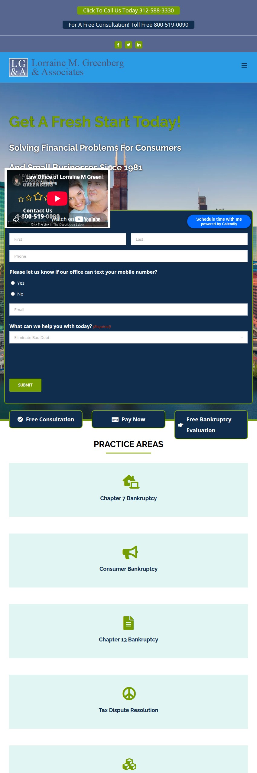 Screenshot of the Lorraine M. Greenberg & Associates website