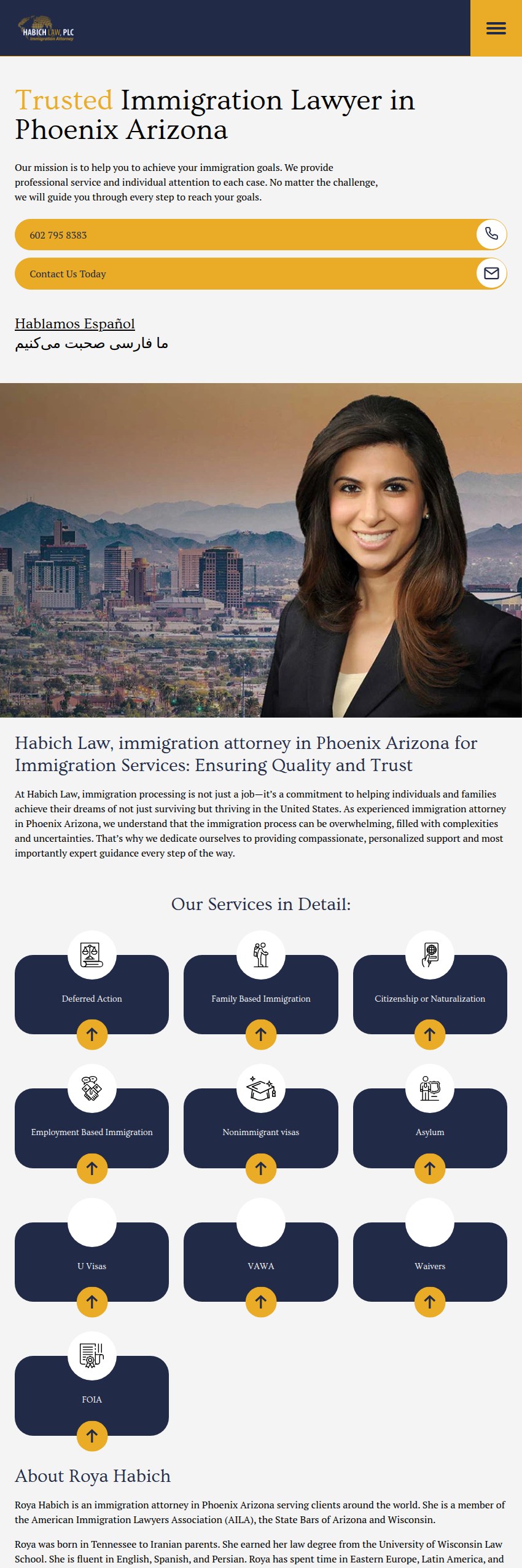 Screenshot of the Habich Law, PLC website