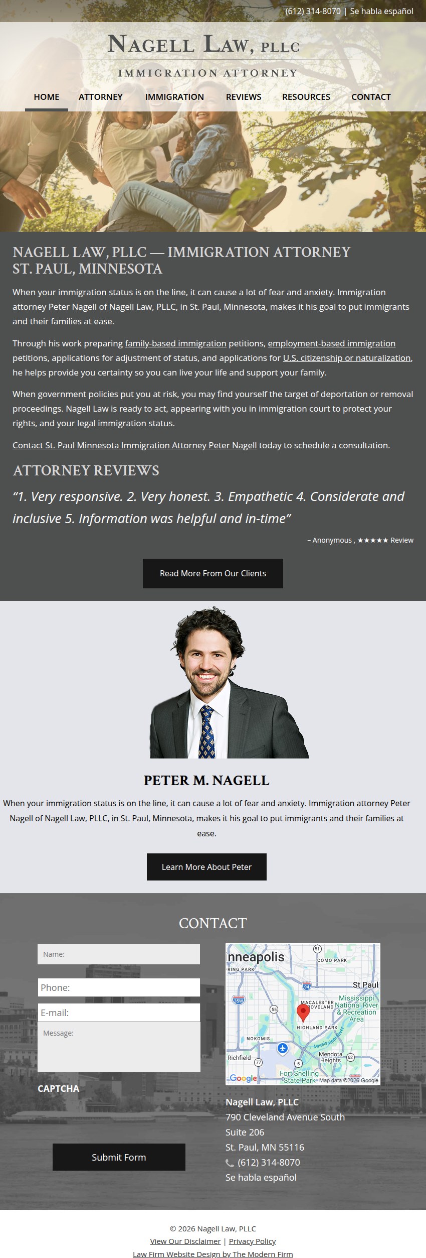 Screenshot of the Nagell Law, PLLC website