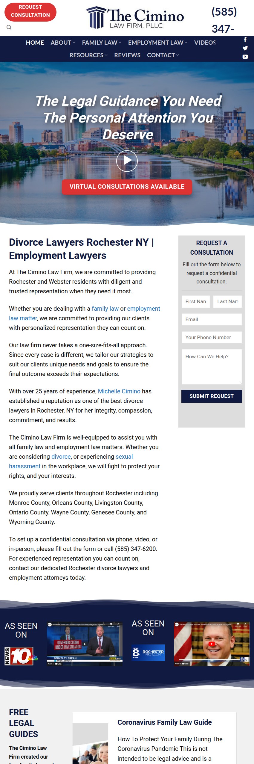 Screenshot of the The Cimino Law Firm, PLLC website