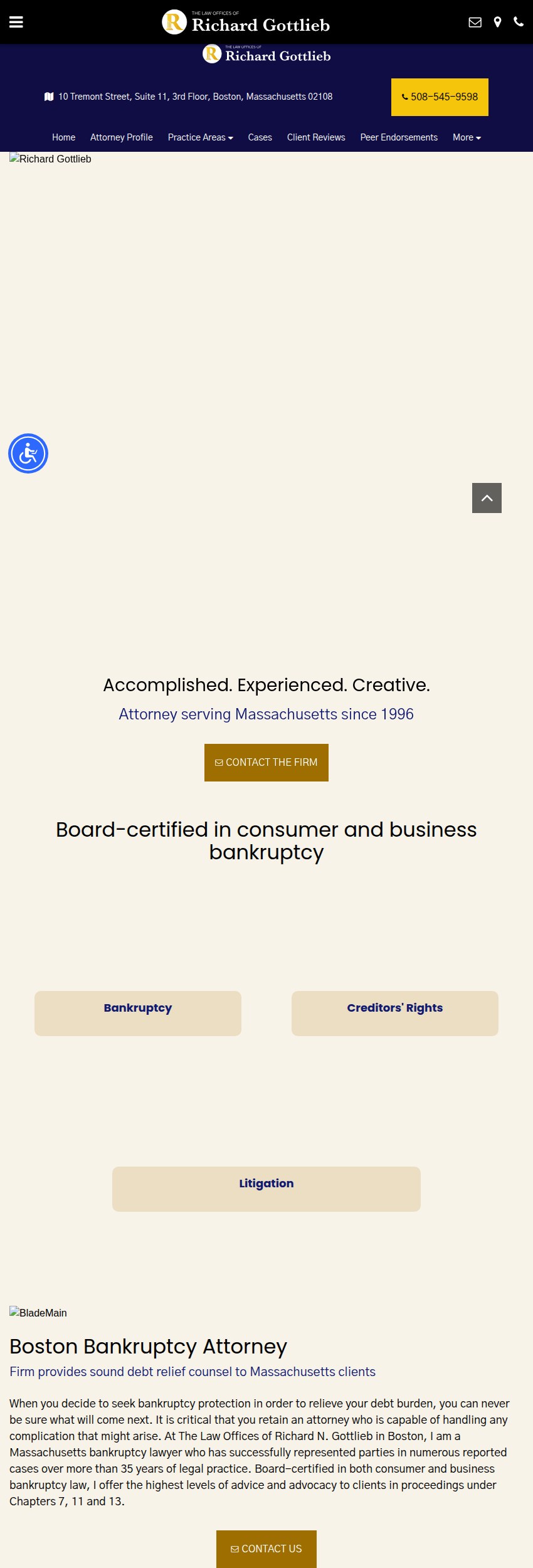 Screenshot of the The Law Offices of Richard N. Gottlieb website