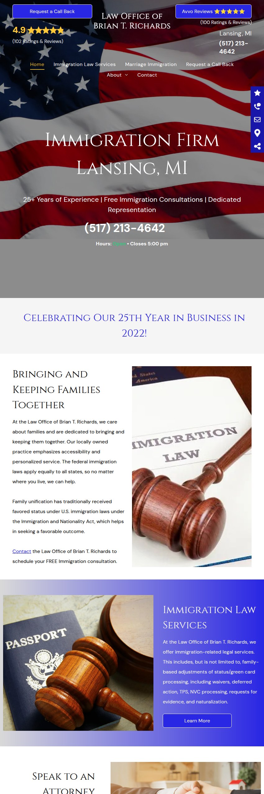 Screenshot of the Law Office of Brian T. Richards website