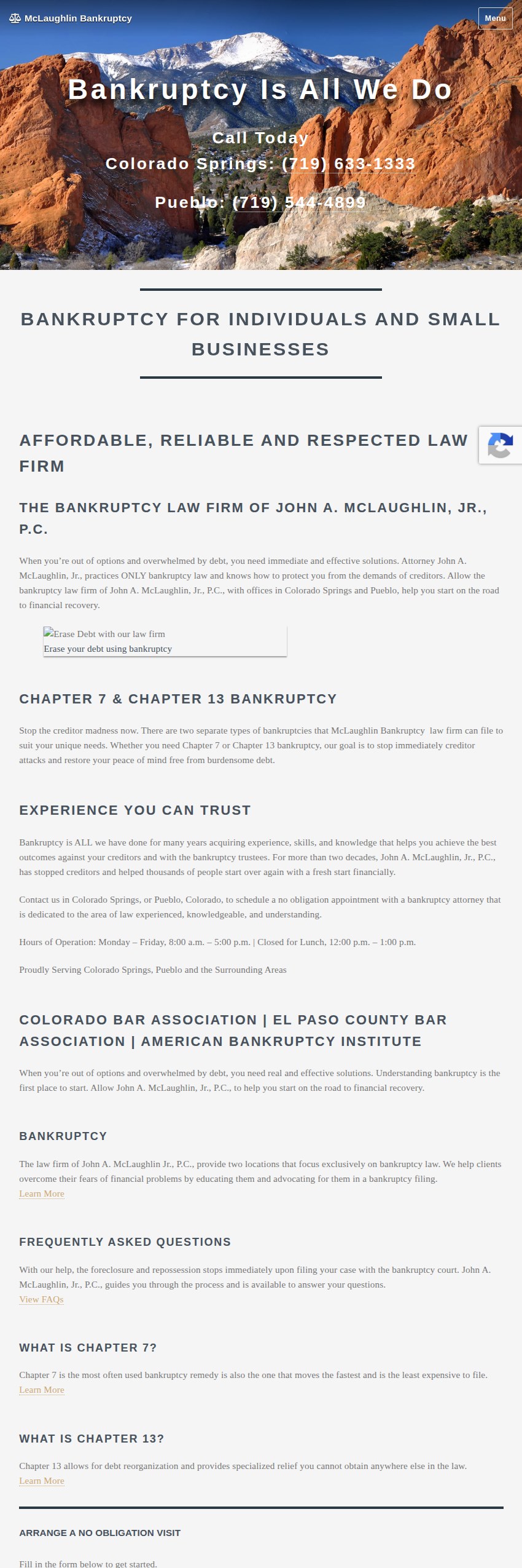 Screenshot of the John A. McLaughlin, Jr., P.C. website