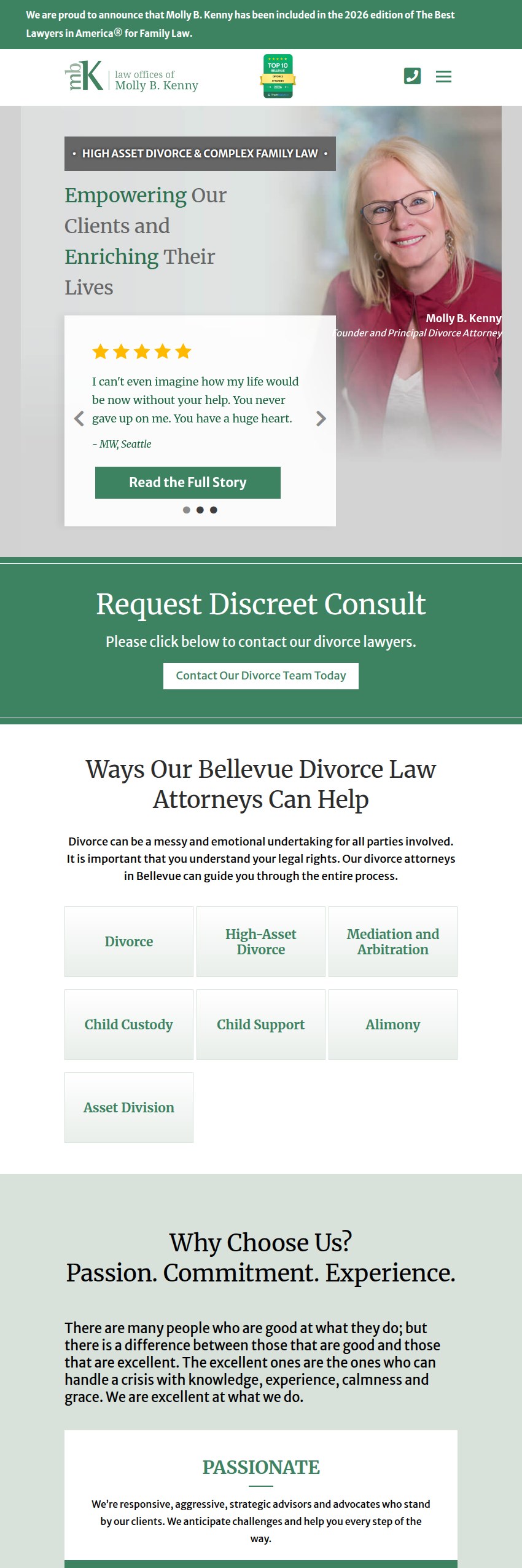 Screenshot of the Law Offices of Molly B. Kenny website