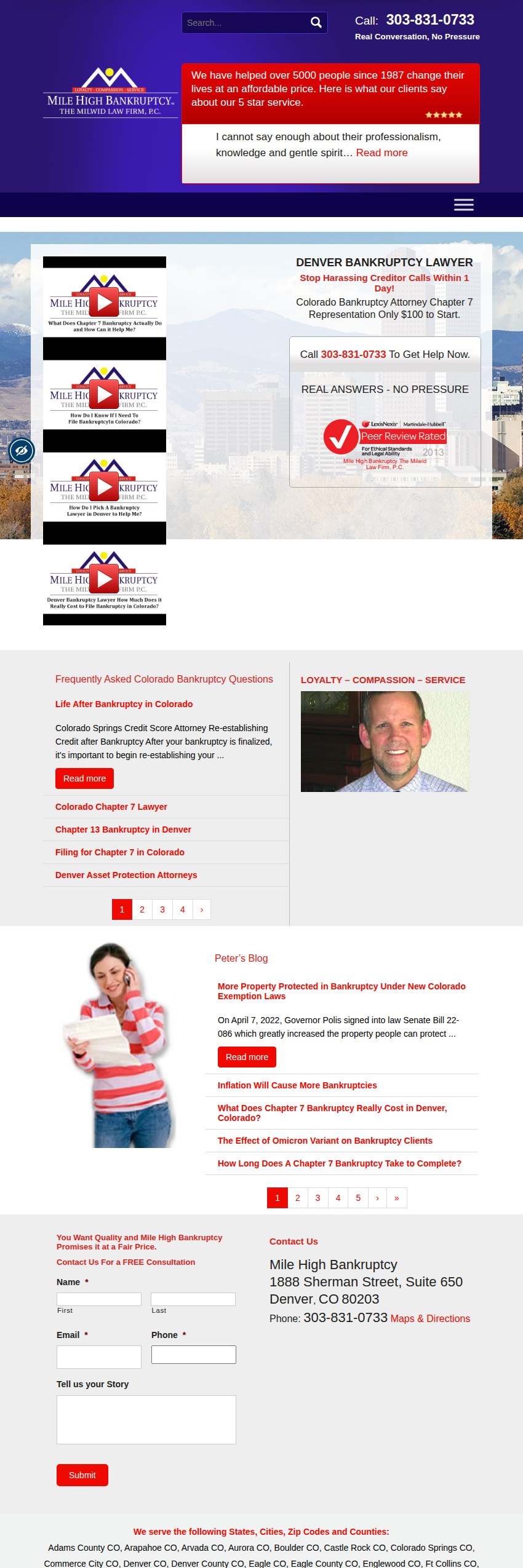 Screenshot of the The Milwid Law Firm website