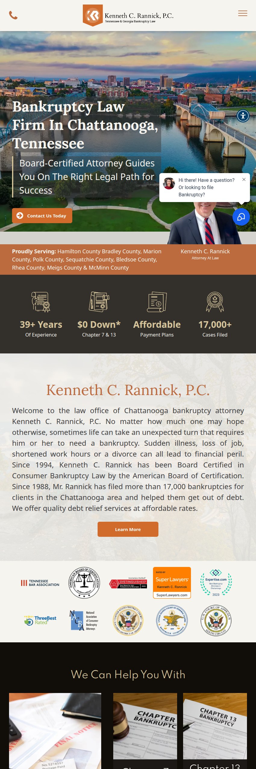 Screenshot of the Kenneth C. Rannick, P.C. website