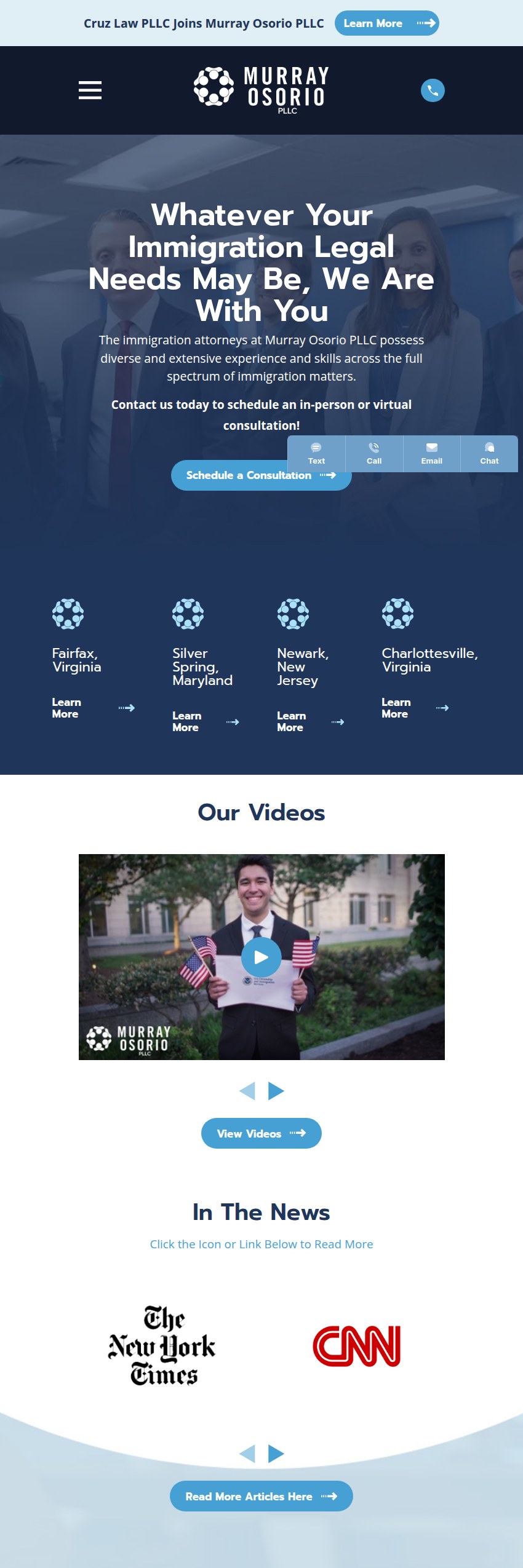 Screenshot of the Murray Osorio PLLC website