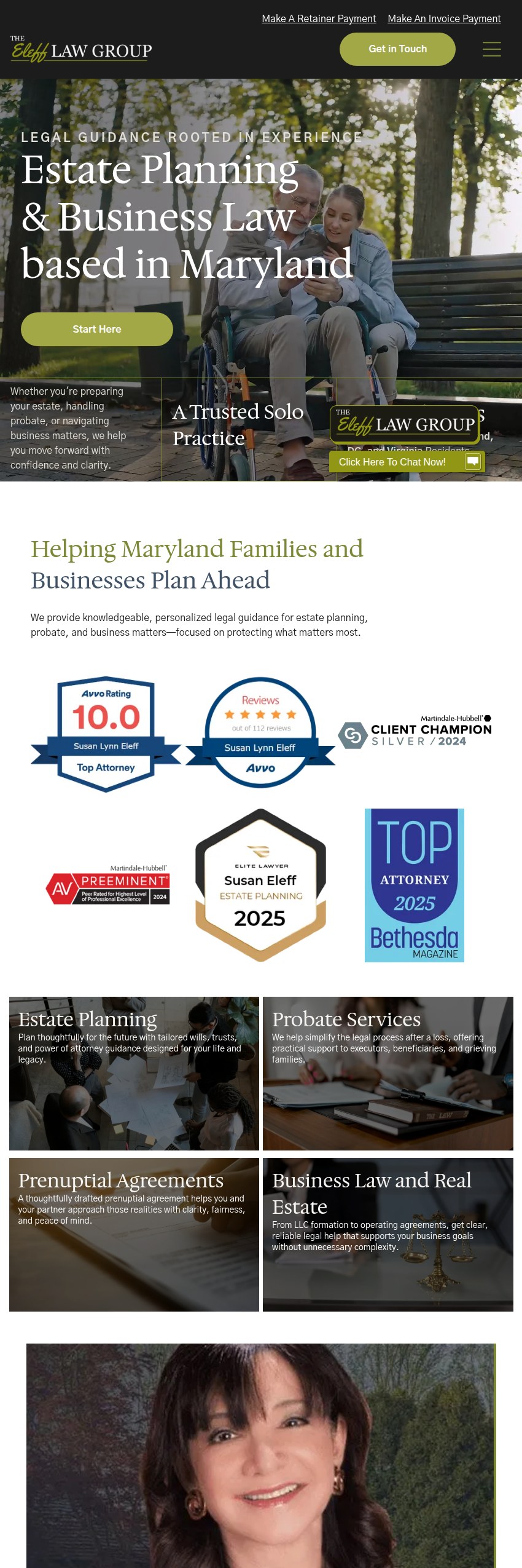 Screenshot of the The Eleff Law Group website