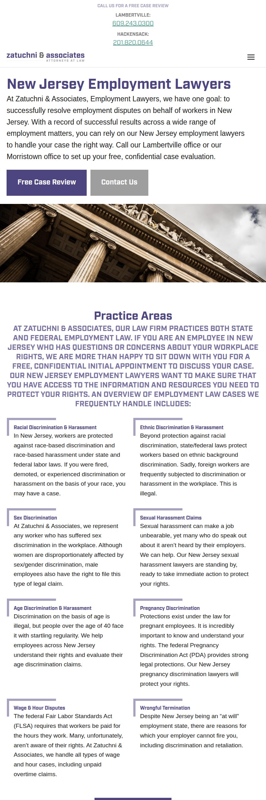 Screenshot of the Zatuchni & Associates website