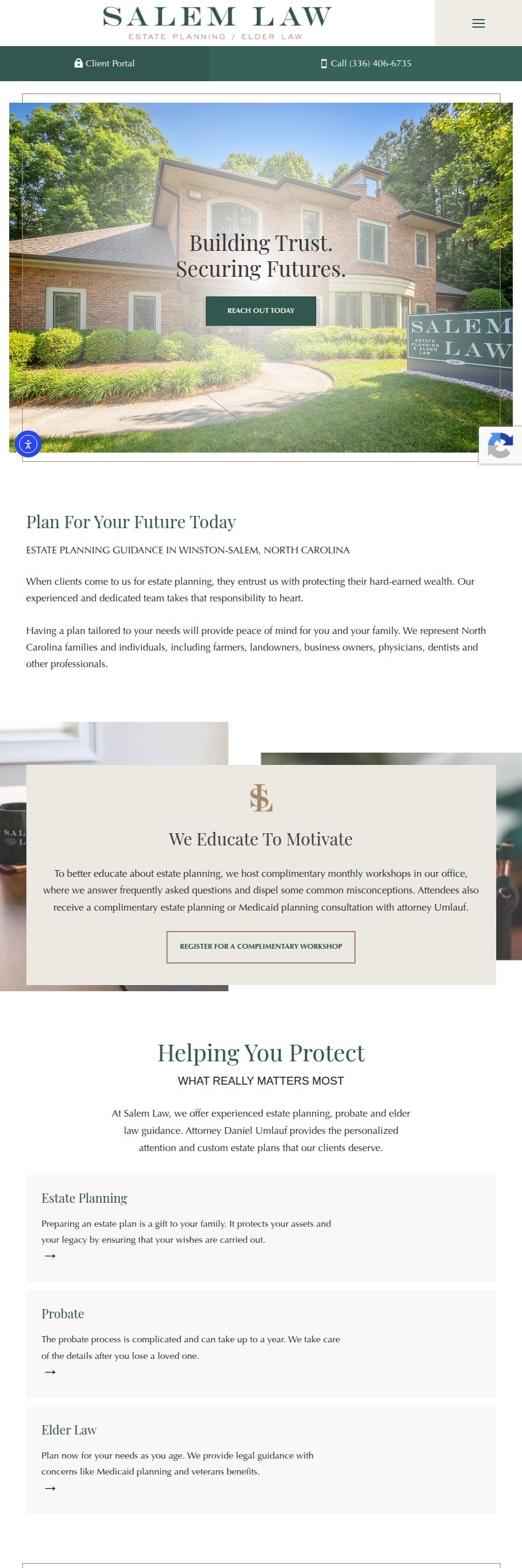 Screenshot of the Salem Law website