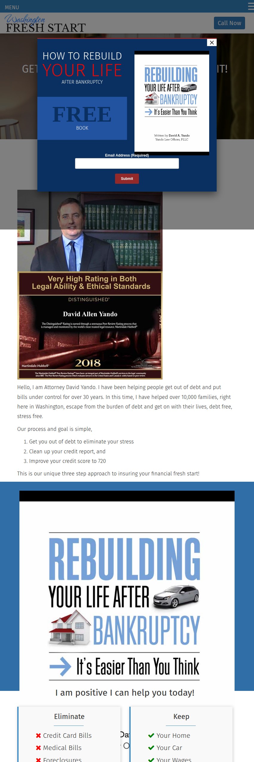 Screenshot of the Yando Law Offices, PLLC website