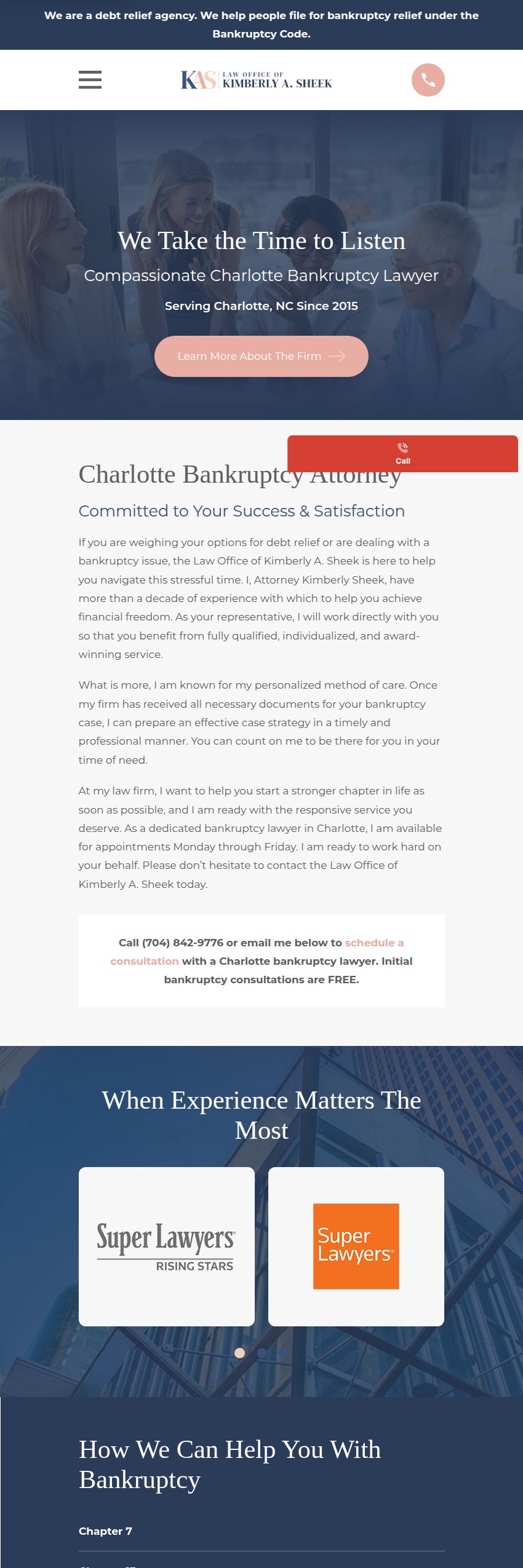 Screenshot of the Law Office of Kimberly A. Sheek website