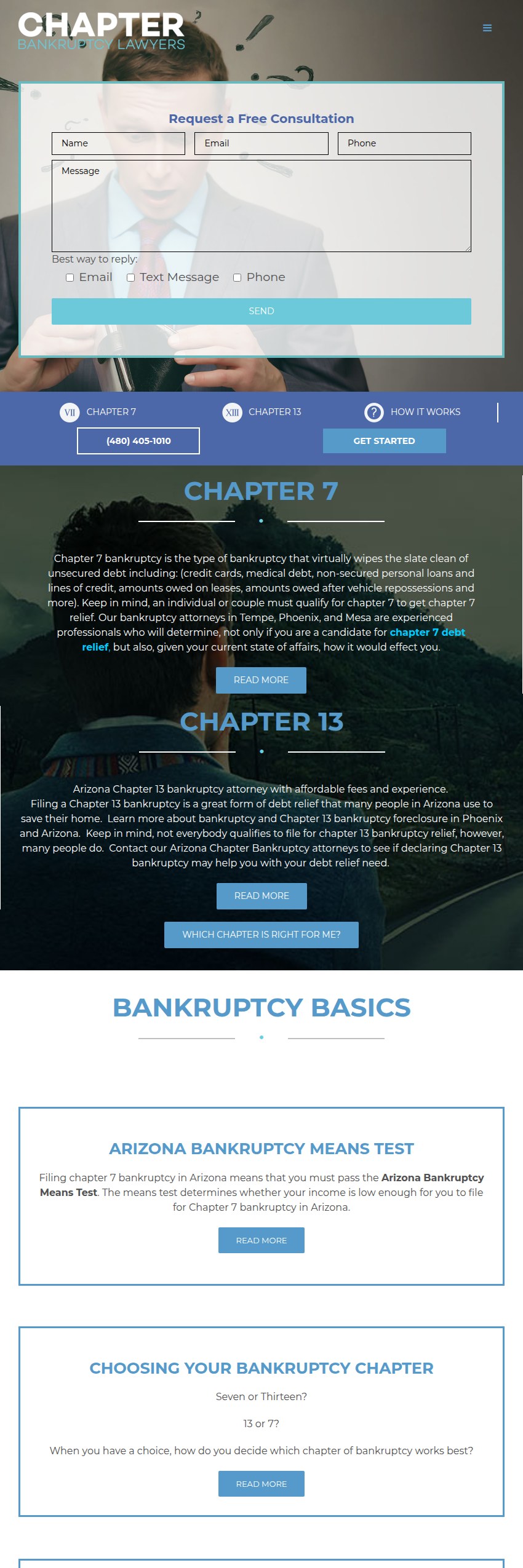 Screenshot of the Chapter Bankruptcy Lawyers website
