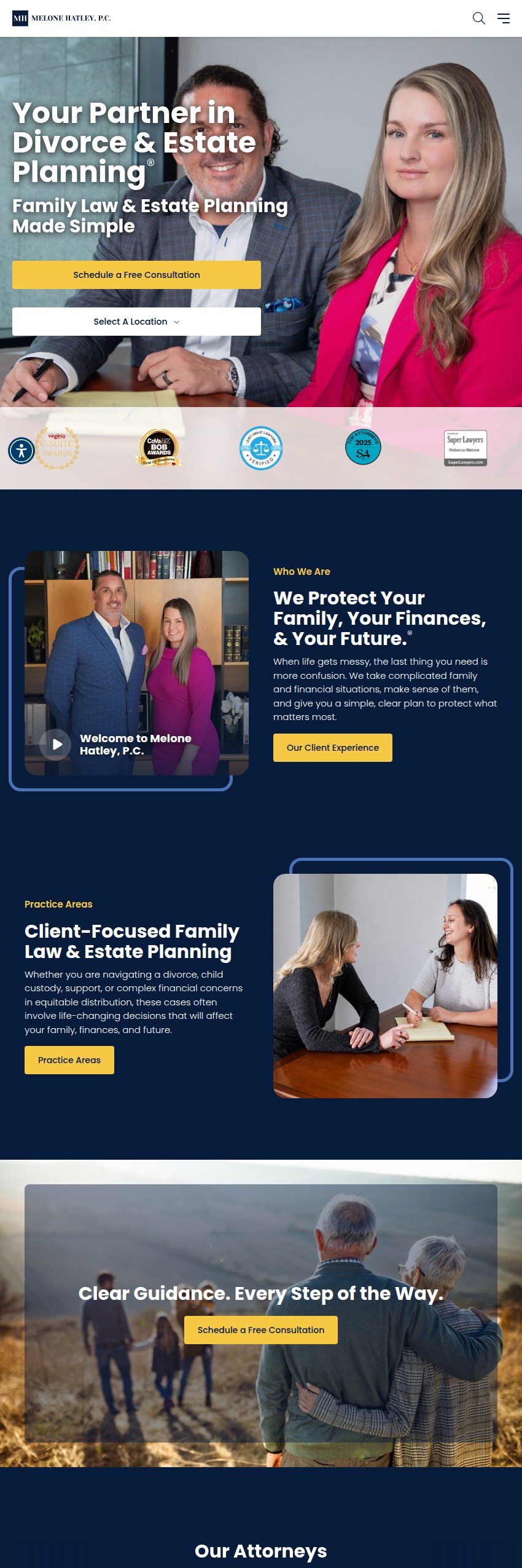 Screenshot of the Melone Hatley, P.C. website