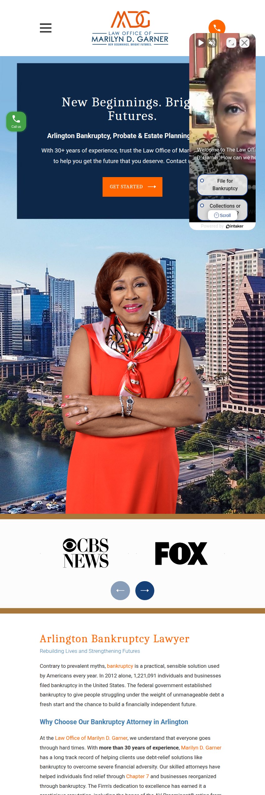 Screenshot of the Law Office of Marilyn D. Garner website
